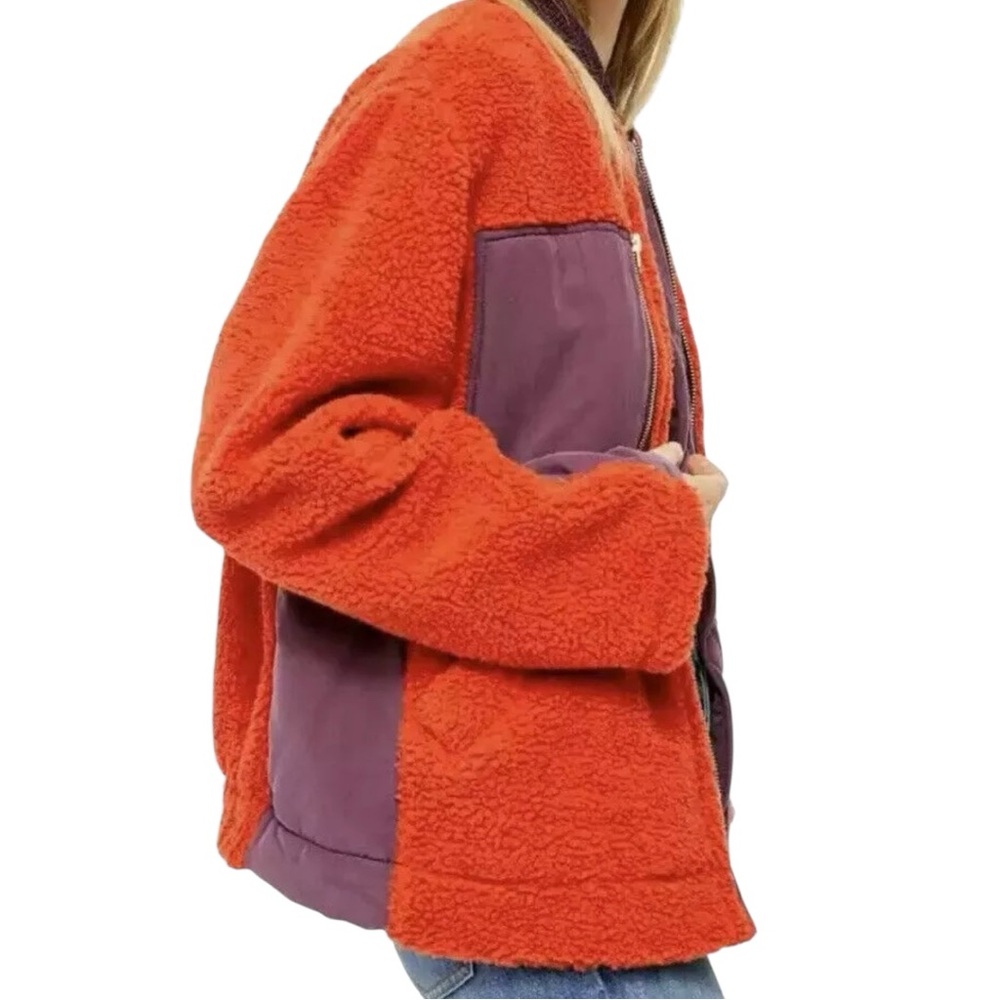 We The Free Rivington Sherpa Teddy Jacket Color-Block Design EUC - Picture 3 of 11